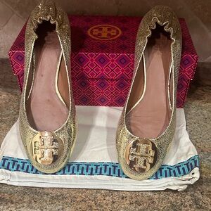 Tory Burch Metallic Gold Loafers